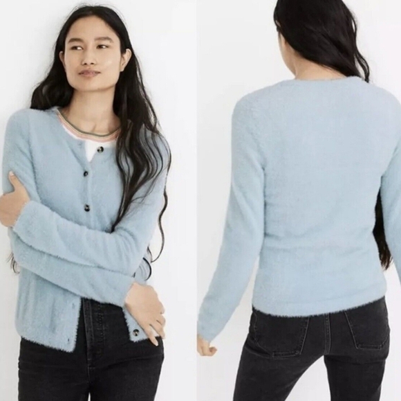 Madewell sweater feather Soft Blue Button-Up cardigan, Size  M - Picture 1 of 6